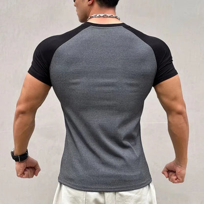 Men's Summer Compression Sports T-Shirt – Quick-Dry, Elastic, Striped Gym Tee - OJABay