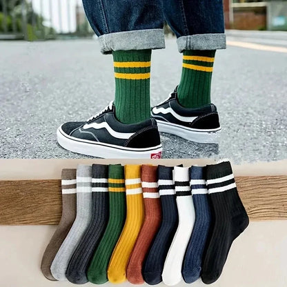 3/5/10 Pairs Men’s Breathable Bamboo Fiber Socks – Sweat-Absorbing, Deodorant Business & Sports Crew Stockings - OJABay