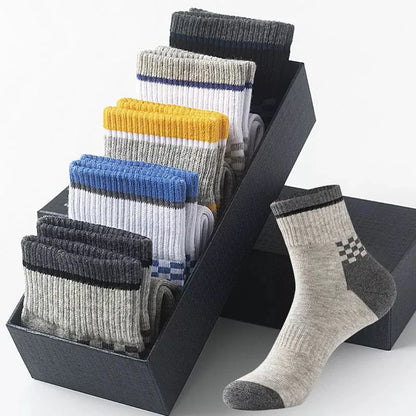 3/5/10 Pairs Men’s Breathable Bamboo Fiber Socks – Sweat-Absorbing, Deodorant Business & Sports Crew Stockings - OJABay