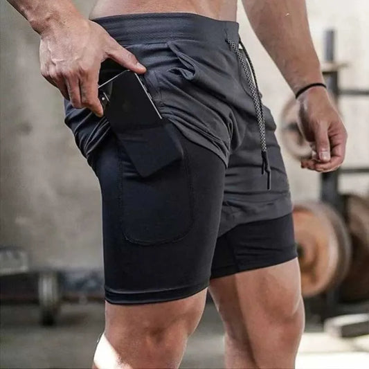 Men's Camo 2-in-1 Running Shorts – Quick Dry Gym Training & Workout Activewear - OJABay