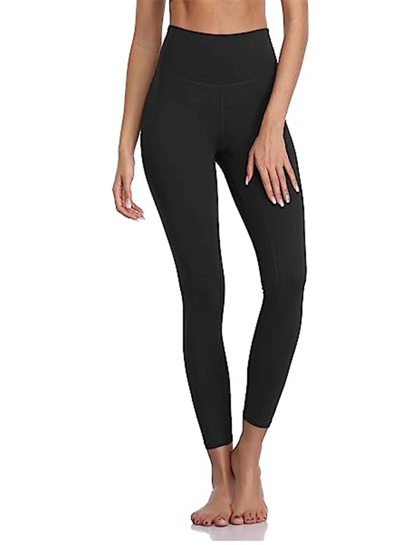 Women's High-Waisted Yoga Leggings Milk Silk Sweat-Absorbing Activewear Junior Size Knit Fabric Ankle-Length Seamless Sports Leggings - OJABay
