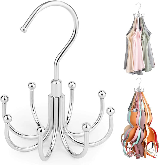 24-Slot Rotating Bra & Tank Top Organizer – Space-Saving Metal Hanger - OJABay